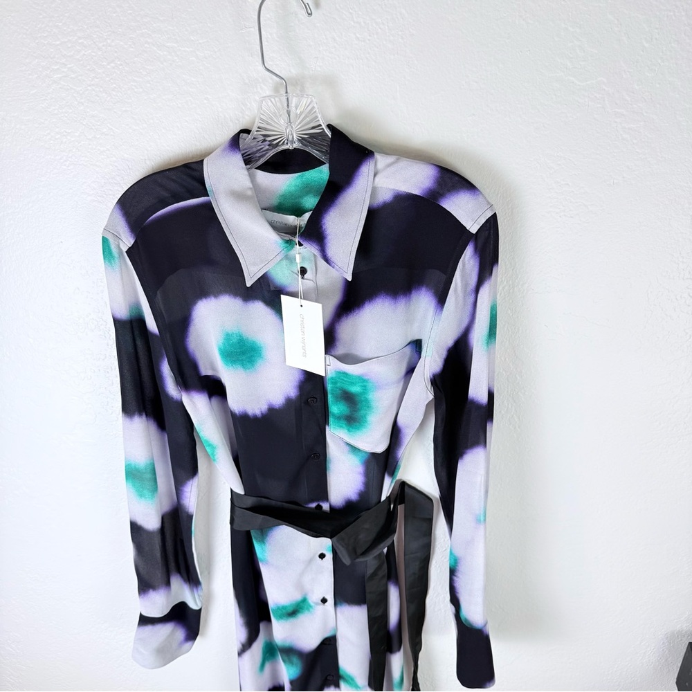 NWT Christian Wijnants DANE Dress Duster White Green Purple 40|8‎ Resort Boho